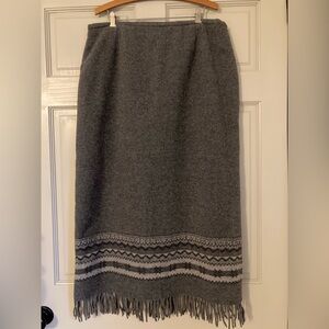 Talbots Gray Maxi Skirt with Fringe